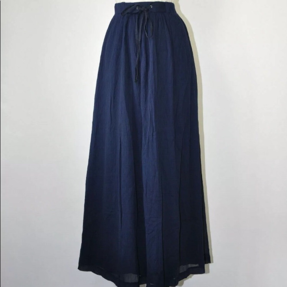 J. Crew Navy Cotton Drawstring Maxi - Small